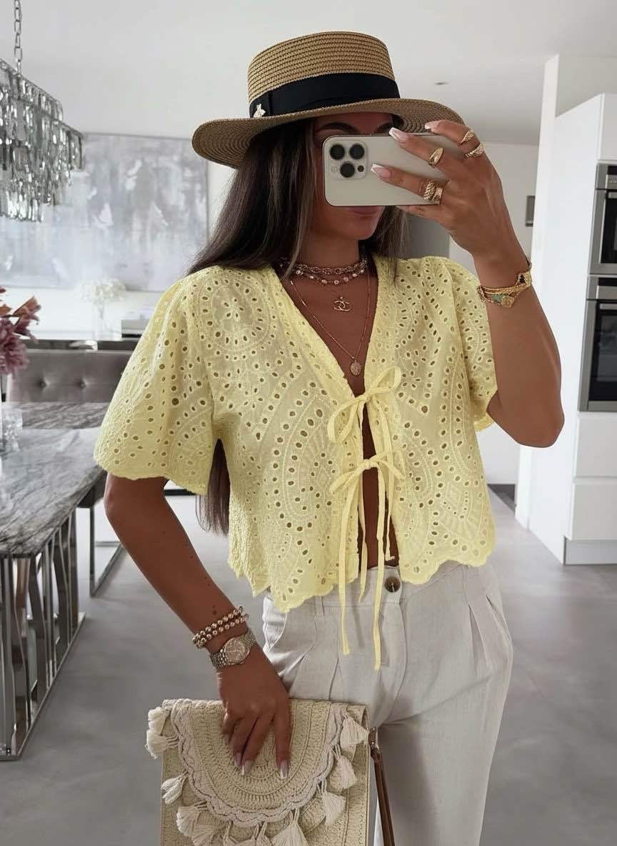 Бохо блуза с английска бродерия